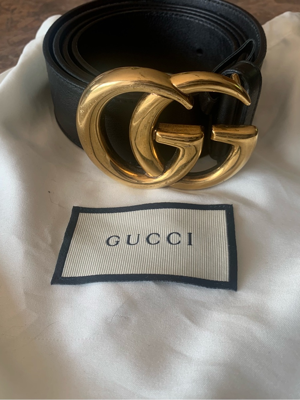 Gucci Black Leather Belt. Size 100